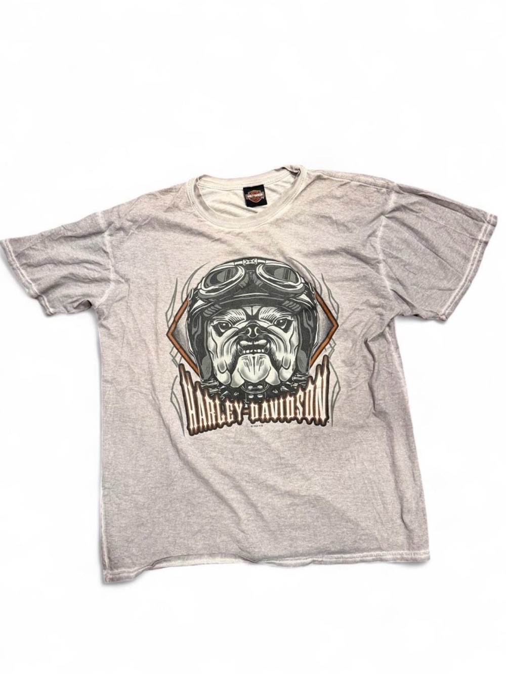 Harley-Davidson Gray Tee with Bulldog Pilot Graphic
